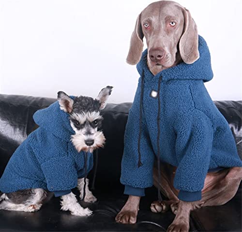 Hundemantel Aus Baumwoll-Fleece mit Mütze, Winterwarmer Dicker Fleece Hundeoverall, Hundejacke mit 2 Beinen für Kleine, Mittlere und Große Hunde (Farbe : Blau, Größe : 10) von DHGTEP