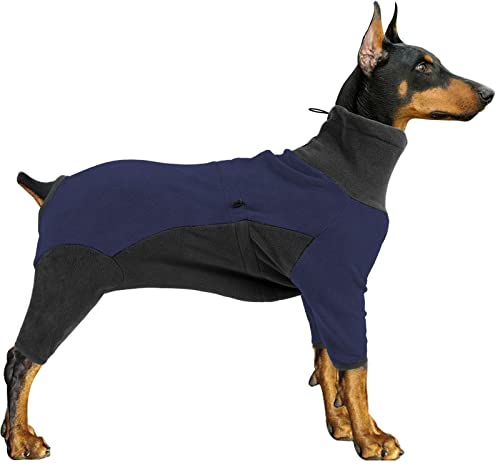 DHGTEP Hundemantel Winter Hund Fleece-Pullover mit Beinen, Hohe Kragen Onesie Hundejacken Jumpsuit Cozy Clothes Vest für kleine mittlere große Hunde Wandern Reisen Schlaf (Color : Blau, Size : M) von DHGTEP