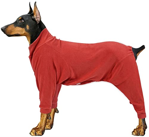 DHGTEP Hundemantel für Winter, Hundepullover Fleece mit Beinen, Hundejumpsuit Gemütlicher Strampler Warme Jacke Weste für kleine mittlere große Hunde (Color : Red, Size : L) von DHGTEP