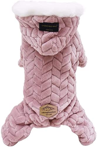 Hundemantel mit 4 Beinen und Mütze Warme Winterjacke mit Kapuze für Kleine Hunde Welpenschneeanzug, Weiches Winddichtes Winterhunde-Sweatshirt für Kleine Mittlere Hunde ( Farbe : Pink , Größe : XL ) von DHGTEP