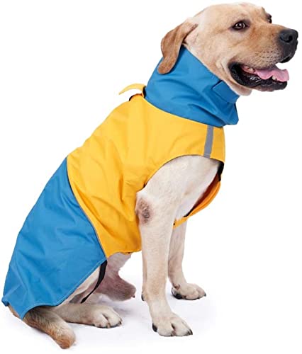 Hunderegenmantel Wasserdicht mit Hohem Halsausschnitt, Hunde Regenjacke Wasserdicht, Verstellbare Hundemäntel Wasserdicht, Leichte Parka-Jacke für Kleine, Mittlere und Große Hunde, Camping, Wandern ( von DHGTEP