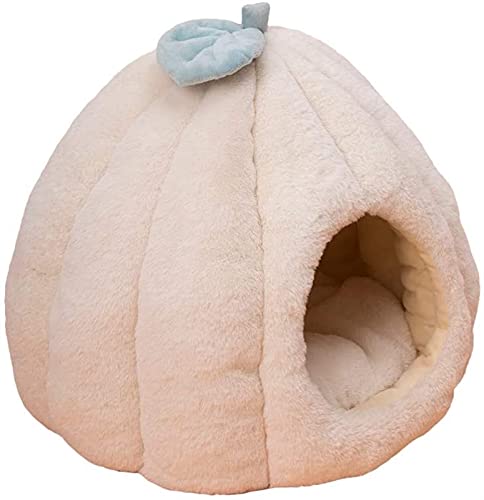 Katzenbett Plüsch Winter Warm Beruhigend Schlafsack Welpe Hund Iglu Haus Flauschiges Zelt Mit Abnehmbarem Waschbarem Kissen Für Innen Klein Mittel Katzen Hunde (Farbe : Beige, Size : L) von DHGTEP