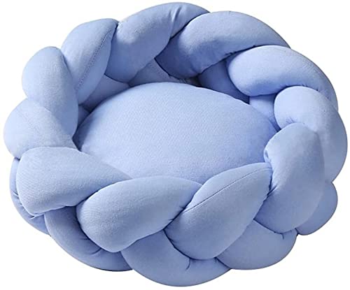 Katzenbetten Weiches Warmes Handgemachtes Stricken 5CM Dickes Kissen Rund Welpe Kätzchen Hundesofa Waschbar Nest für Kleine Hunde Katzen (Farbe : Blau, Größe : 30cm/11.8inch) von DHGTEP