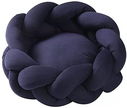 Katzenbetten Weiches Warmes Handgemachtes Stricken 5CM Dickes Kissen Rund Welpe Kätzchen Hundesofa Waschbar Nest für Kleine Hunde Katzen (Farbe : Navy Blue, Größe : 30cm/11.8inch) von DHGTEP