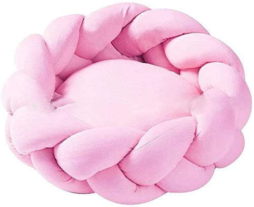 Katzenbetten Weiches Warmes Handgemachtes Stricken 5CM Dickes Kissen Rund Welpe Kätzchen Hundesofa Waschbar Nest für Kleine Hunde Katzen (Farbe : Pink, Größe : 30cm/11.8inch) von DHGTEP