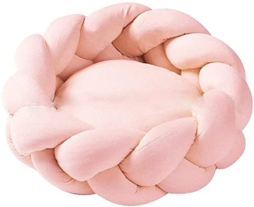 Katzenbetten Weiches Warmes Handgemachtes Stricken 5CM Dickes Kissen Rund Welpe Kätzchen Hundesofa Waschbar Nest für Kleine Hunde Katzen (Farbe : Pink-A, Größe : 30cm/11.8inch) von DHGTEP