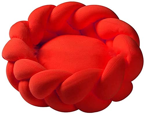 Katzenbetten Weiches Warmes Handgemachtes Stricken 5CM Dickes Kissen Rund Welpe Kätzchen Hundesofa Waschbar Nest für Kleine Hunde Katzen (Farbe : Rot, Größe : 35cm/13.7inch) von DHGTEP