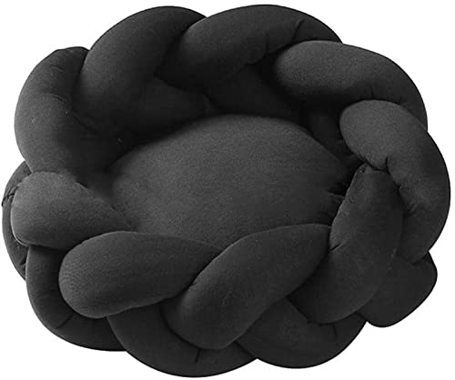 Katzenbetten Weiches Warmes Handgemachtes Stricken 5CM Dickes Kissen Rund Welpe Kätzchen Hundesofa Waschbar Nest für Kleine Hunde Katzen (Farbe : Schwarz, Größe : 30cm/11.8inch) von DHGTEP