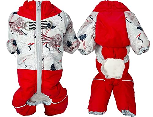 Mädchen/Junge Hund Winterschneeanzug Wasserdicht Winddicht Winterjacken für Hunde Weiches Dickes Fleecefutter Winterhundekleidung Overalls (Farbe : Red for Boy Dog, Größe : No.10) von DHGTEP