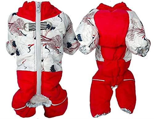 Mädchen/Junge Hund Winterschneeanzug Wasserdicht Winddicht Winterjacken für Hunde Weiches Dickes Fleecefutter Winterhundekleidung Overalls (Farbe : Red for Girl Dog, Größe : No.16) von DHGTEP