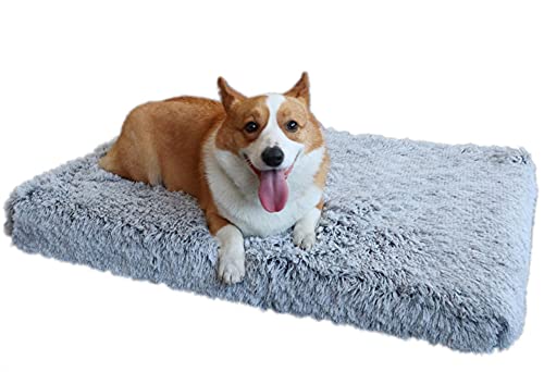 Plüsch Deluxe Orthopädischen Schaumstoff Hundebett Rechteckig Katze Hundematten/Abnehmbarer Bezug Hundematratze Kissen Für Kleine Große Hund (Farbe : Grau, Größe : 100x60x10cm) von DHGTEP