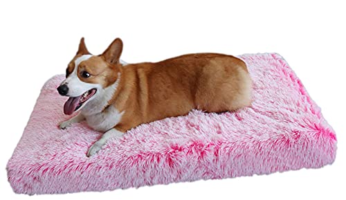 Plüsch Deluxe Orthopädischen Schaumstoff Hundebett Rechteckig Katze Hundematten/Abnehmbarer Bezug Hundematratze Kissen Für Kleine Große Hund (Farbe : Pink, Größe : 120x80x10cm) von DHGTEP