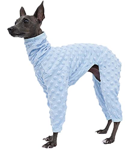 Warmer Ganzkörper-Hundemantel mit Beinen, Windhund-Fleece-Pullover mit winddichtem Rollkragen, Winter-Hundeoverall für Windhunde Lurcher Whippets Salukis Deutsche Dogge (Color : Blau, Size : S) von DHGTEP