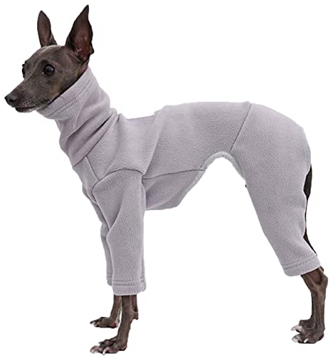 Warmer Samtmantel für Greyhound, Whippet Hunde Fleece Pullover mit Beinen, Winddichte Rollkragen Hunde Fleece Jacke, Winter Hundeschlafanzug für kleine mittlere große Hunde ( Color : Purple , Size : X von DHGTEP