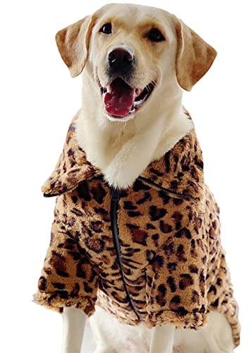 XS-12XL Hundemantel mit Kapuze Winter Dickes Fleece Hundepullover für Französische Bulldogge Schnauzer Leopard Klein Mittel Groß Hunde (Farbe : Without Hood, Größe : 12) von DHGTEP