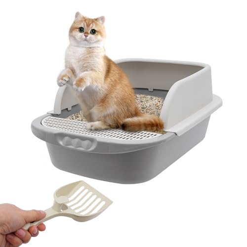 Katzentoilette, Tragbare Halbgeschlossen Katzenklo mit großer Katzenstreu, Katzenbox für Klein Kitten Cat Toilet, 45 * 30 * 10cm von DHQCQL