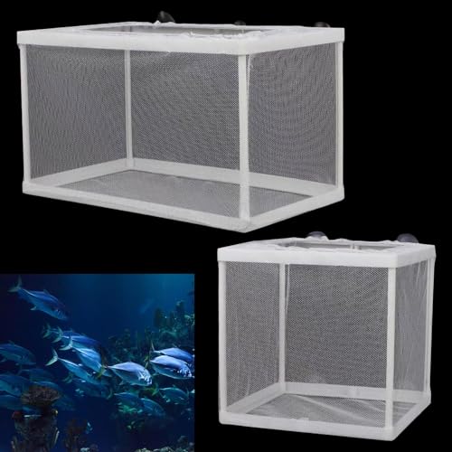 2 Stück Fischtank-Isolationsnetz, Aquarium-Isolationsbox, Isolationsnetz mit Saugnapf, Brutschlupfnetz, Aufzucht-Isolationsbox, Aufzuchtbox, Brutaufzuchtbox von DHSBGWSX