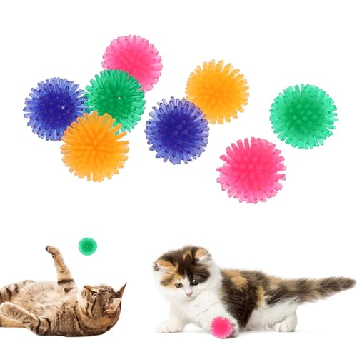 DHWEKU Katzenspielzeugbälle, 8 Stück 2 cm Kaubälle Bunte Katzenbälle Weiche Stichbälle Interaktives Katzenspielzeug Kätzchenjagdspielzeug für Katzen und Kätzchen im Innenbereich von DHWEKU