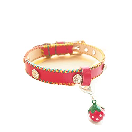 DHZYY Lederkatze-Kragen, handgefertigter Kragen mit Glocke, sicherer Einstellbarer Schuppenkragen for Katzen und kleine Hunde, rot (Color : Collar+Bell, Size : X-Large) von DHYY