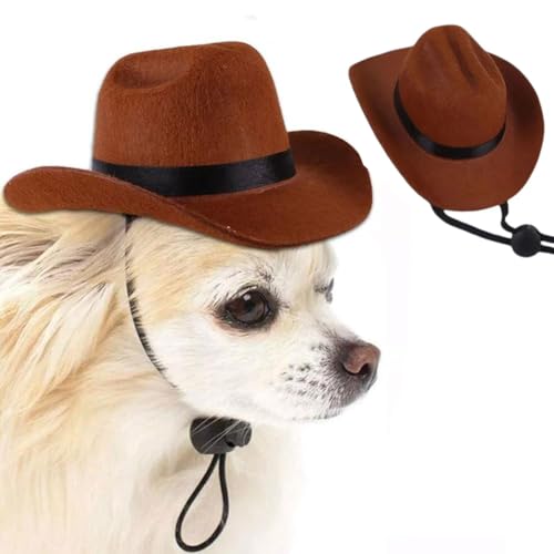 Cowboyhut für Haustiere, verstellbarer Hundehut, Cowboy-Kostüm, Cosplay-Kappe, Welpen, Cowboy-Cosplay-Mütze, verstellbarer Nackenriemen, Hut für kleine, mittelgroße Hunde und Katzen, von DHliIQQ