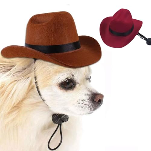 Cowboyhut für Haustiere, verstellbarer Hundehut, Cowboy-Kostüm, Cosplay-Kappe, Welpen, Cowboy-Cosplay-Mütze, verstellbarer Nackenriemen, Hut für kleine, mittelgroße Hunde und Katzen, von DHliIQQ