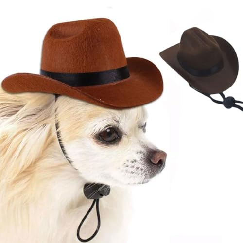 Cowboyhut für Haustiere, verstellbarer Hundehut, Cowboy-Kostüm, Cosplay-Kappe, Welpen, Cowboy-Cosplay-Mütze, verstellbarer Nackenriemen, Hut für kleine, mittelgroße Hunde und Katzen, von DHliIQQ