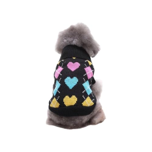 DHliIQQ Black Love Hundekleidung, Weihnachtskleidung, für Herbst und Winter, Wollmischung, Größe S-XXL, niedlicher Pullover, für Hunde, warm von DHliIQQ