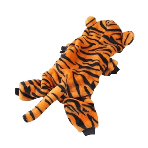 Haustier-Hunde-Plüsch-Kleidung für Herbst und Winter, niedlicher Tiger-Dinosaurier, vierbeinige Kleidung für kleine Welpen, Katzen, Cosplay, Jumpsuit, Hunde von DHliIQQ