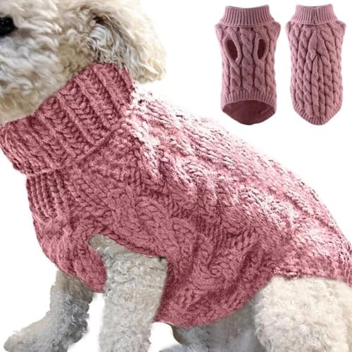 Hundepullover für kleine Hunde, Winter, warm, Rollkragen, Strickkleidung, Welpenweste, Haustiermantel, Pullover, I5g8 von DHliIQQ