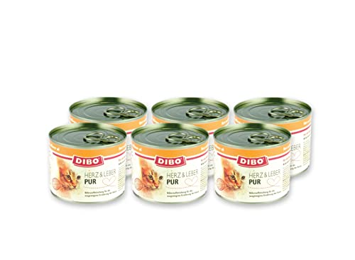 DIBO CAT Herz & Leber PUR, 6 x 200g-Dose aus ausgesuchtem Fleisch hergestellt und mit Löwenzahn und Distelöl verfeinert von DIBO