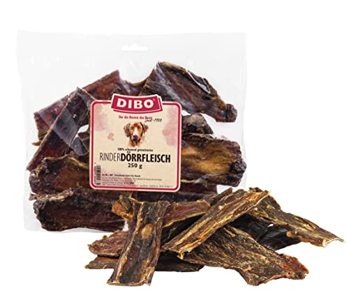 DIBO Dörrfleisch, 250g-Beutel, Naturkau-Snack oder Leckerli für Zwischendurch, Hundefutter, Qualitätskauartikel ohne Chemie von DIBO von DIBO