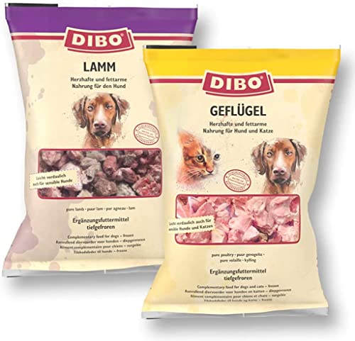 DIBO Fleisch 5 x Geflügel & 5 x Lamm 10 x 2.000g-Beutel, Tiefkühlfutter, gesunde, natürliche Ernährung für Hunde, Hundefutter, Barf, B.A.R.F. von DIBO