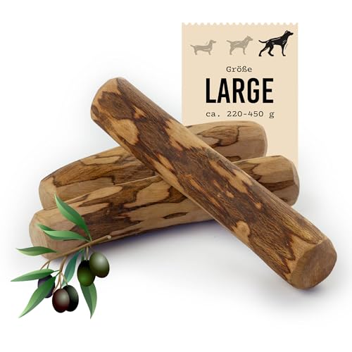 DIBO Olive-Wood, Large 220-450g | natürliches Beißspielzeug aus Olivenholz für Hunde | Zahngesundheit & Beschäftigung | Kauwurzel, Kauknochen, Vegan, splitterfrei (Größe L - für Hunde bis ca. 30kg) von DIBO