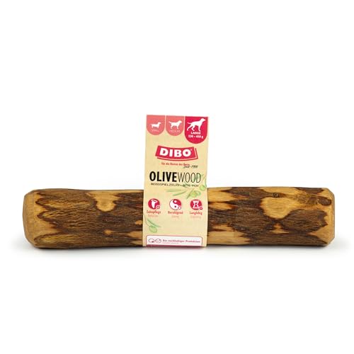 DIBO Olive-Wood, Large 220-450g | natürliches Beißspielzeug für Hunde | Zahngesundheit & Beschäftigung | Kaustab, Kauwurzel, Kauknochen, Vegan, splitterfrei (Größe L - für Hunde bis ca. 30kg) von DIBO