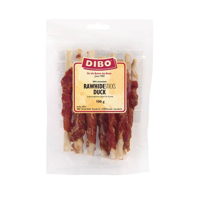 DIBO Rohhaut-Sticks mit Ente - Sparpaket: 4 x 100 g von DIBO