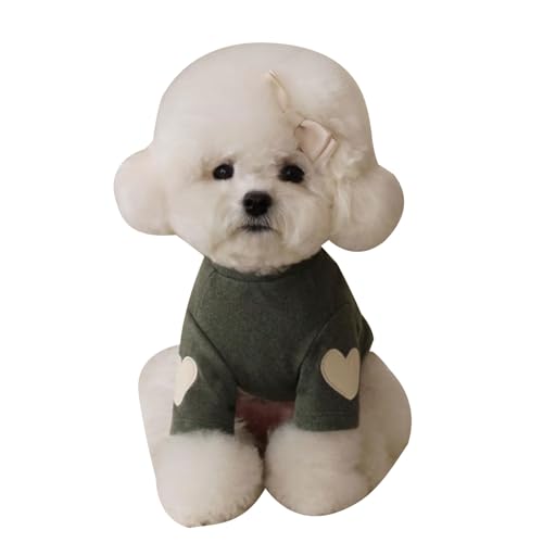 DIDILLX Hunde-Winterbekleidung, Herz-Sweatshirt für Hunde, Jungen, Mädchen, für drinnen und draußen, dicke Mäntel, besticktes Outfit für Haustiere von DIDILLX