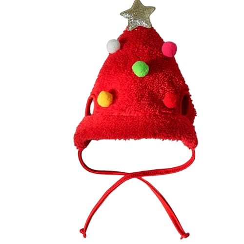 DIDILLX Rentier-Weihnachtsbaum-Kopfbedeckung, Hut für Haustier-Dekorationen, Rentier, Stern, Pompons, Weihnachten, Hunde-Kopfbedeckung, Foto-Requisiten von DIDILLX