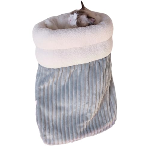 DIDILLX Warmes Katzenbett, Höhle, dicke Einlagen, Katzennest für den Winter, bequeme Fässer-Form, Schlafsack für kaltes Wetter, zum Kuscheln von DIDILLX