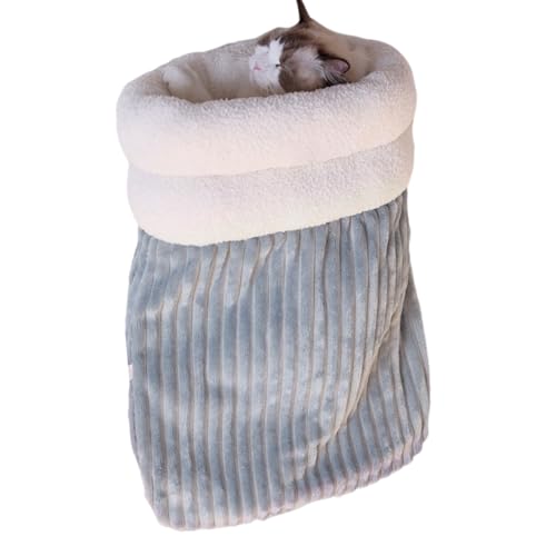 DIDILLX Warmes Katzenbett, Höhle, dicke Einlagen, Katzennest für den Winter, bequeme Fässer-Form, Schlafsack für kaltes Wetter, zum Kuscheln von DIDILLX