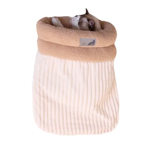 DIDILLX Winter-Katzen-Plüsch-Einlagen, weiche Fässer-Form, bequeme Liege, Schlafsack, für Wärme, kaltes Wetter, Katzenhöhle von DIDILLX