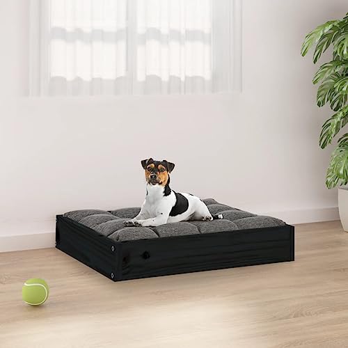 Hundebett schwarz 51,5x44x9cm Kiefer Massivholz von DIGBYS