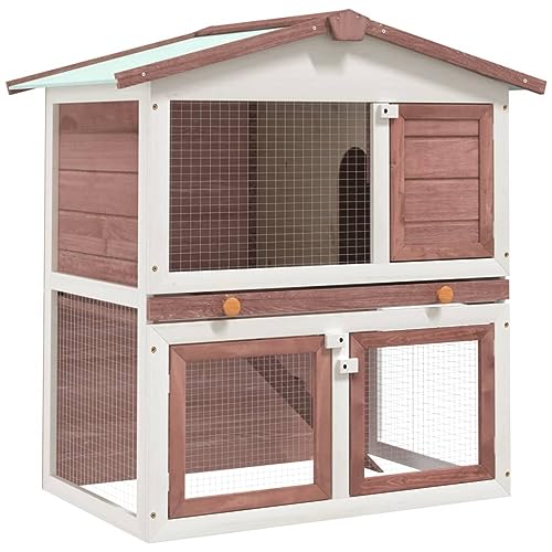 DIGBYS Kaninchenstall Outdoor 3 Türen Braun Holz von DIGBYS