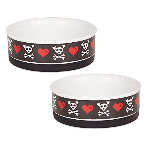 Bone Dry Ceramic Pet Collection, mittelgroßes Set, 15,2 x 5,1 cm, Bad to The Bone, 2 Stück von DII