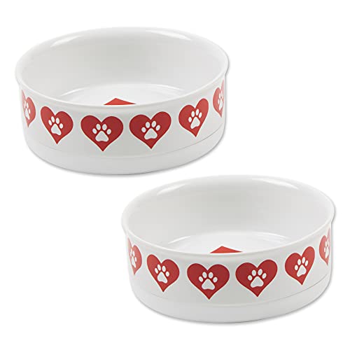 Bone Dry Ceramic Pet Collection, mittelgroßes Set, 15,2 x 5,1 cm, Herzpfote, 2 Stück von DII