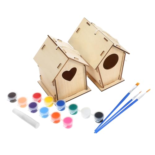 DIKACA 1 Set Vogelhaus Vogelkäfig Kinder Spielset Für Draußen Kleber Für Kinder Basteln Miniatur Spielzeug Spielzeug Für Draußen Kinderspielzeug Holzmalerei DIY Spielzeug DIY von DIKACA