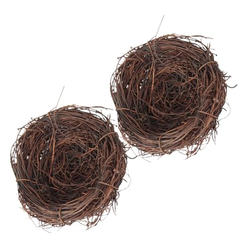 DIKACA 2St Vogelnest-Foto-Requisiten künstlich Rattan Nest für Vögel Vogelhaus gefälschtes Adlernest tischdeko Hochzeit Ostern tischdeko außen deko Zubehör für Vogelkäfige Mini-Nest Brown von DIKACA