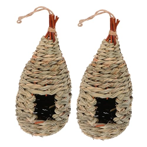 DIKACA 2pcs Kreatives Strohvogel Nest Langlebige Strohbirdhaus Gras Handgewebtes Vogel Nest von DIKACA