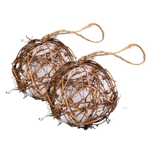 DIKACA 2st Nistmaterial Für Vögel Kauspielzeug Für Vögel Papageienzubehör Papageienspielzeug Aufhängen Vogel Papagei Spielzeug Papageien-rattanball-kauspielzeug Baumwolle Dark Brown von DIKACA