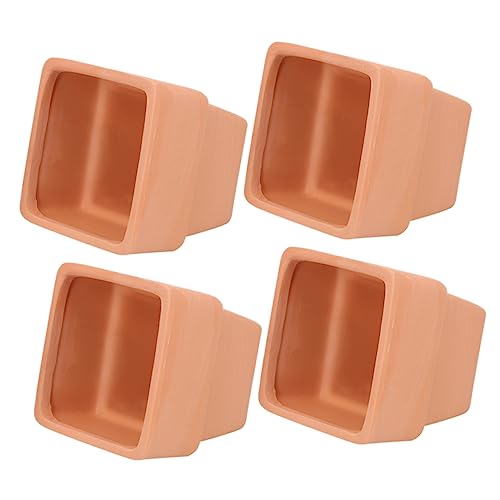 DIKACA 4pcs Roter Keramik Blumenpot Square Blumpflanzer Pflanzentlager Pflanzer von DIKACA