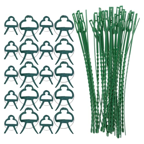 DIKACA 50 Teiliges Pflanzenclip Set 10 Kleine Und 10 Große Pflanzenstützclips Sowie 30 Bindebänder Zur Unterstützung Von Blumen Und Gemü Im Garten Ideal Für Tomaten Und von DIKACA